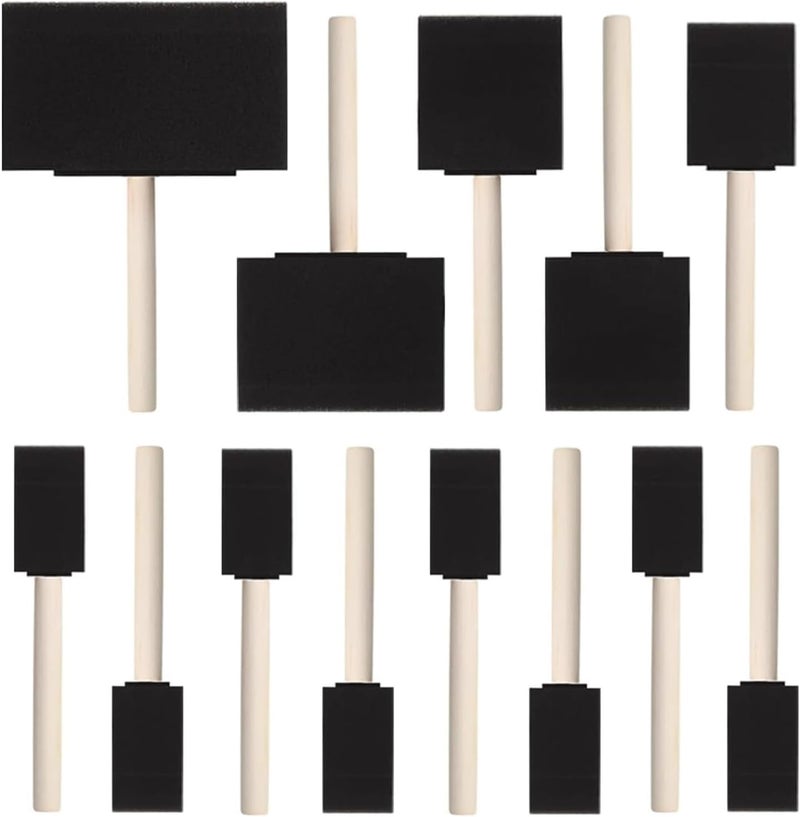 DMSVK 13 Pcs Foam Paint Brushes 5 Sizes, 1'' 1.6'' 2'' 3'' 4'' Sponge Brush for Painting, Staining, Varnish, Touch Up, DIY Craft Projects - Image 1